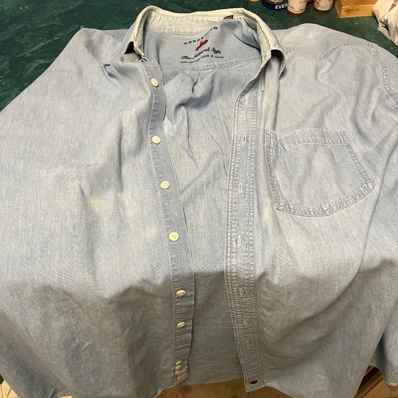 Nordstrom Men’s Xl Long Denim Button Down Shirt Logo VTG Classic Western - Picture 1 of 9